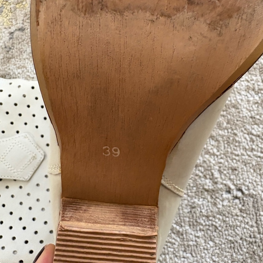White Perforated Leather Western Boots Stacked Heel - Picture 14 of 16